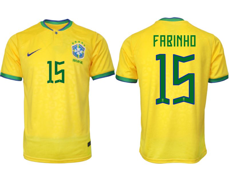 Men 2022 World Cup National Team Brazil home aaa version yellow #15 Soccer Jersey